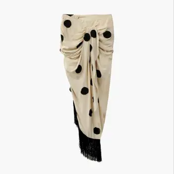 

European station 2018 new skirt Embroidery wave tassel fashion personality High Street skirt