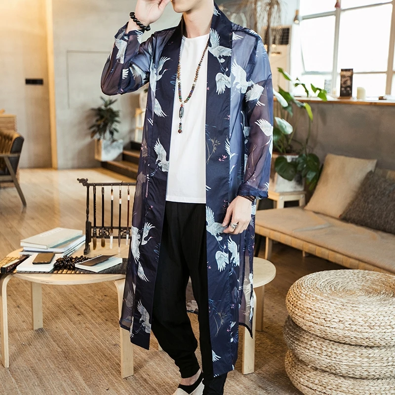 Kimono cardigan men japanese obi male yukata japan kimono men japanese fashion male haori obi samurai clothing KZ2004