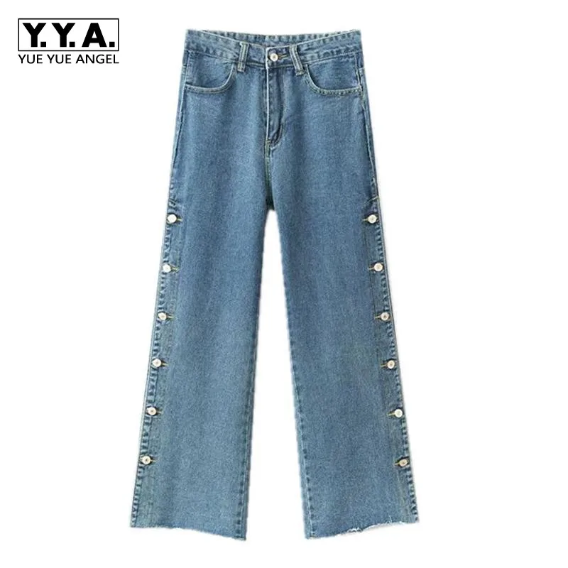 Autumn New High Waist Jeans Women Loose Fit Wide Leg Pants