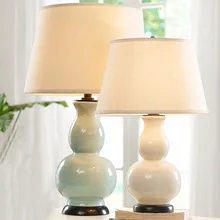 Европейский сельский стиль белый/светло-голубой керамический прикроватный Настольный светильник в форме тыквы креативный тканевый декоративный светильник s A118