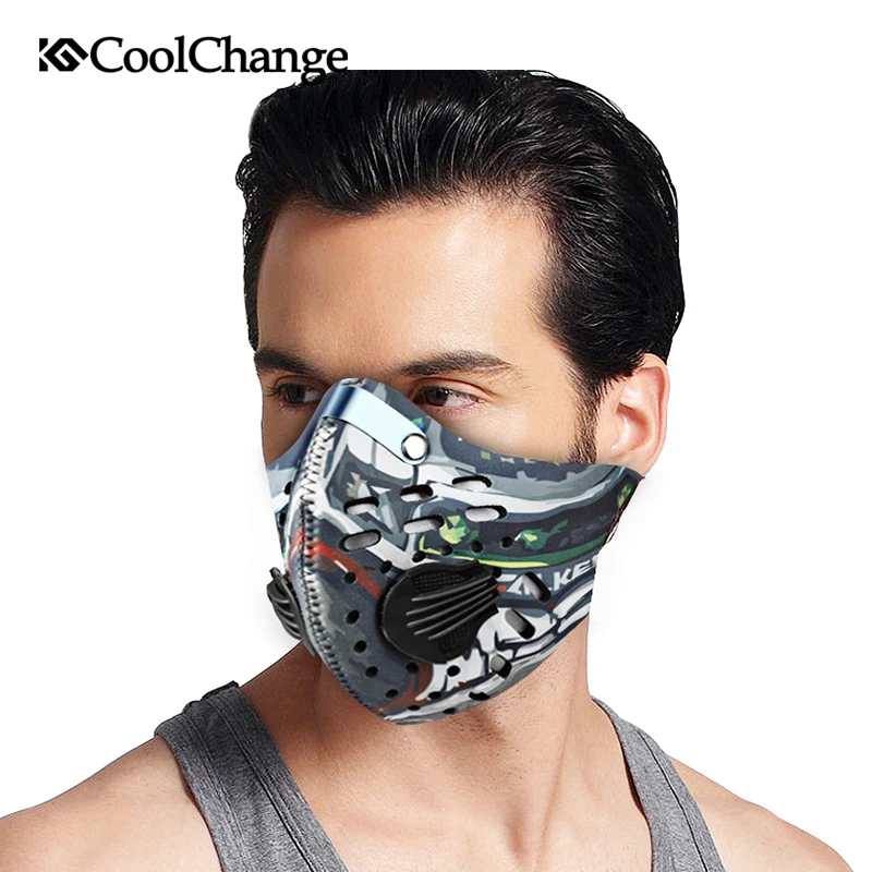 CoolChange маска для велоспорта с фильтром, 9 цветов, половина лица, углеродная маска для велоспорта, тренировочная маска для велоспорта, маска для велоспорта