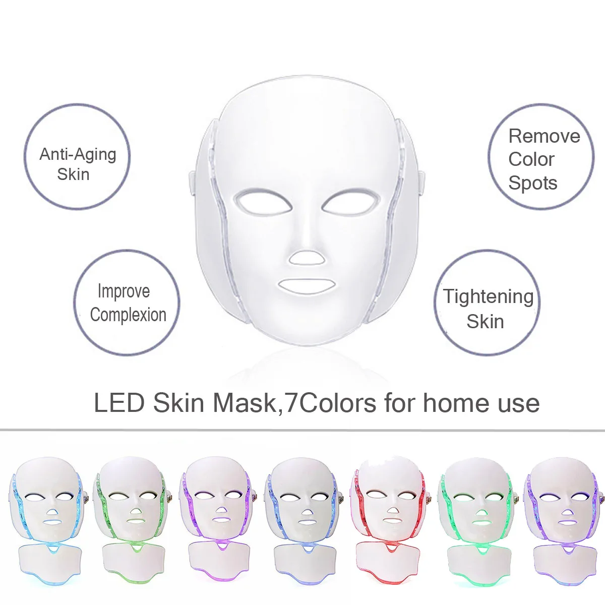 7 цветов светодиодный светильник фотонотерапия Маска Лечение омоложения кожи Отбеливание лица красота ежедневный уход за кожей маска для домашнего использования Горячая