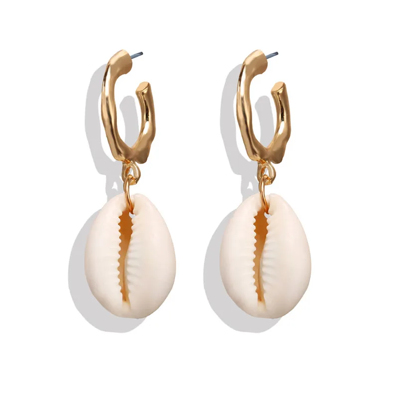 ZORCVENS New Fashion Creative Natural Shell Earrings for Women Boho Handmade Scallop Conch Drop Earrings Jewelry gifts - Окраска металла: 62648