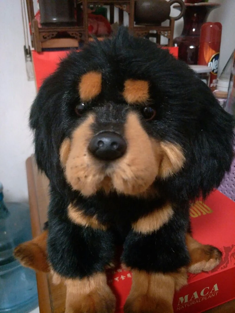 Dorimytrader Pop Quality Realistic Animal Tibetan Mastiff Plush Toy Mini Soft Animals Dog Doll Kids and Adults Gift Decoration 28x20x26cm DY50134 (12)