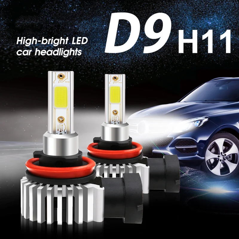 2 шт. D9 100W 26000LM 9005 9006 9012 H1 H3 комплект для переоборудования COB лампы H4 светодиодный H11 H7 светодиодный Автомобильные фары автомобиля авто аксессуары