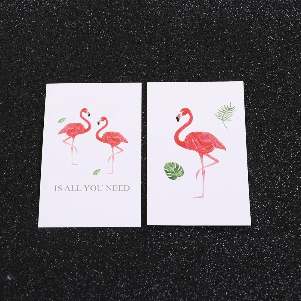 

DoreenBeads Hot Flamingo Card Bilateral Postcard Children Adults Employee Lovers Wedding Birthday Party Photography Props 10PCs