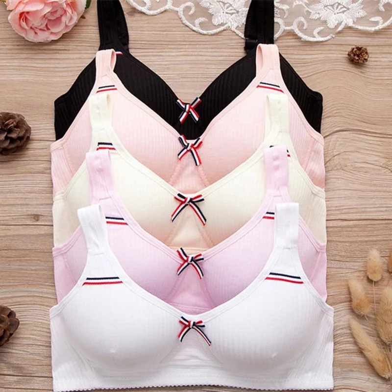 

Japanese cute Adjustable Bras for Girls Teenage Underwear Set Lingerie lace Bra Cotton comfort Bras Girl Underwear white