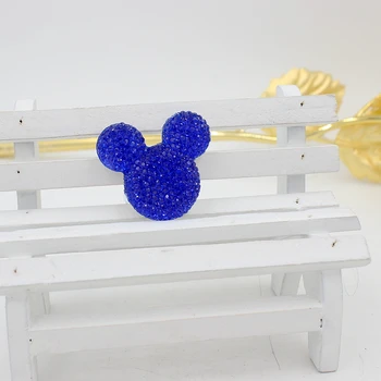 

Free Shipping 50pcs/lot 35*30mm Dark Blue Color Big Mickey Head Shape Flatback Resin Cartoon Rhinestone For DIY