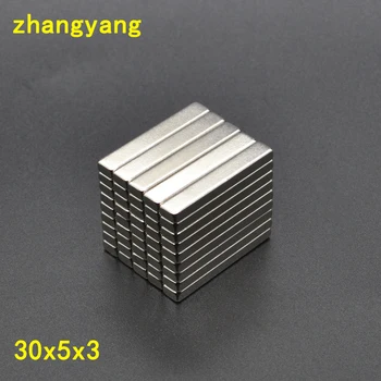 

Free Shipping 100PCS 30*5*3 Super Strong Bar Block Magnets 30x5x3 Rare Earth Neodymium 30mm x 5mm x 3 mm N35 Magnet