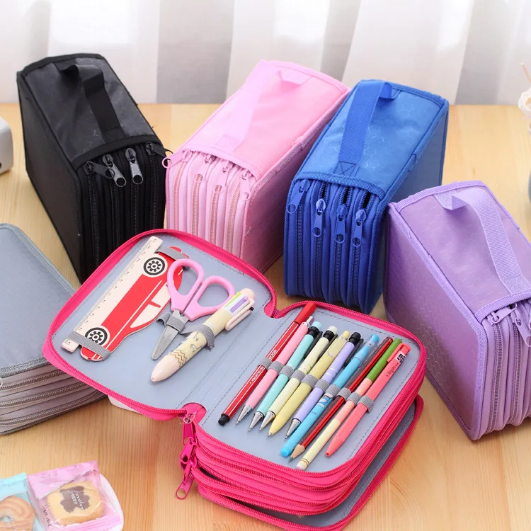 Estuche de lona Oxford para lápices, de 4 capas estuche escolar, con 72 bolsillos, para pinceles, suministros escolares|case school|school suppliespencil case - AliExpress