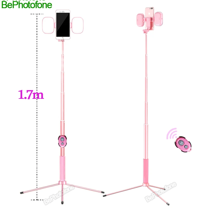  2019 new 1.7m Extendable live Tripod Selfie Stick LED Ring light Stand 4 in 1 With Monopod Phone Mo