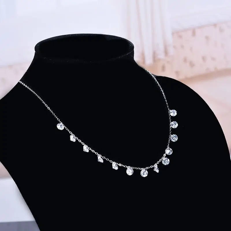 

Bohemian 925 Sterling Silver Tassel Beads Necklaces For Women Fashion Long Zircon Choker Necklace Statement Jewelry Gifts Collar