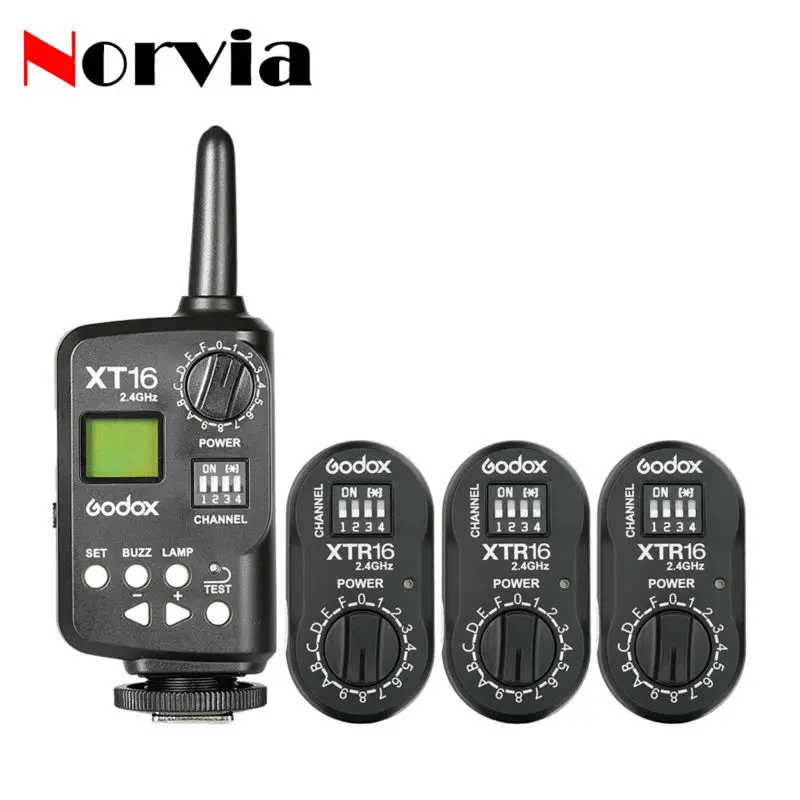 

Godox XT-16 XT16 2.4G Wireless Remote Control Strobe Flash Trigger 3x XTR-16 Receiver Camera Flash Speedlite DE300 GS400 Light