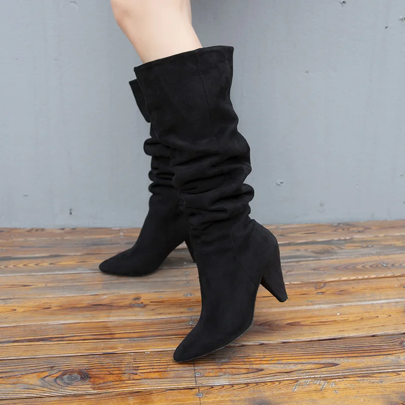 Die plus Winter Plus Samt Rohr black Über Martin Lange Stiefel Stiletto Black Knie Velvet Damen Frauen Ac494 Warm Famale TwdqzXT