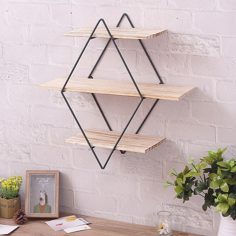 Diamond Железные настенные полки кронштейны Искусство деревянный настенная книжная полка металлическая настенная стойка с винтажным деревянным держателем для хранения алмаз сердце круг - Цвет: Diamond