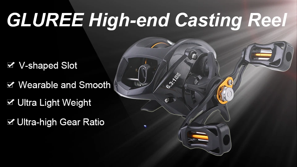 GLUREE Super Light Carbon Body Baitcasting Fishing Reel 12+1BB 6.31 Left  Right Hand Lure Fishing Reel FreshSalt Water Tools (7)