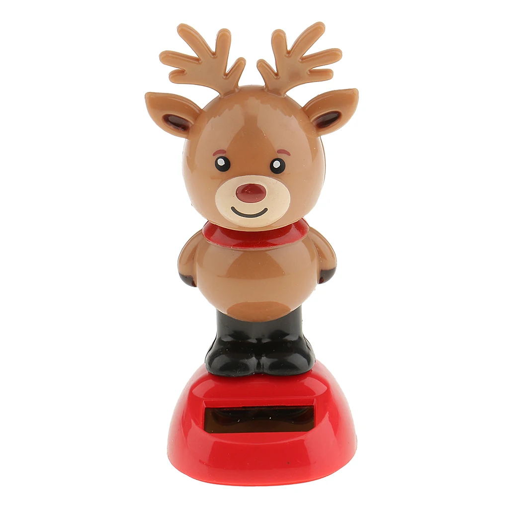 2x Cute Car Dashboard Ornament Solar Powered Dancing Figurine Christmas Decor Home Office Car Window Display - Snowman&Reindeer