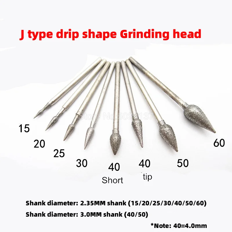 

1Pcs J Shape Carved Grinding Mill Tool Emery Head for Rotary Tools Accessories Carving Machine Set Power Diamond Burr Drill Bits