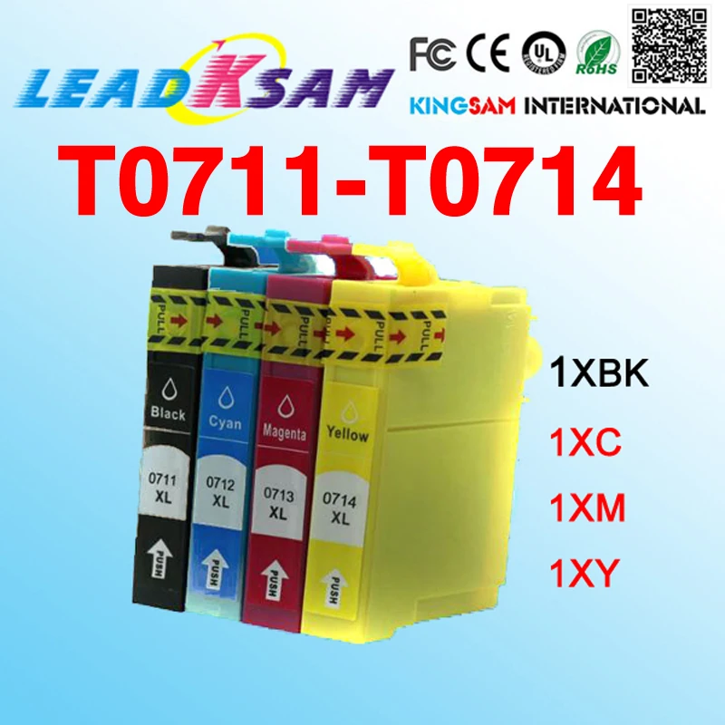 4x T0711-T0714 чернильный картридж совместимый для Stylus SX515W BX300F SX218 SX510 SX400 SX600FW SX100 SX200 SX205 |