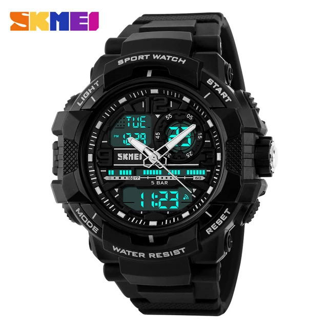 SKMEI спортивные часы для улицы для мужчин цифровой светодиодный дисплей часы водостойкий будильник двойной дисплей наручные часы relogio masculino 1164 zk20 - Цвет: white black
