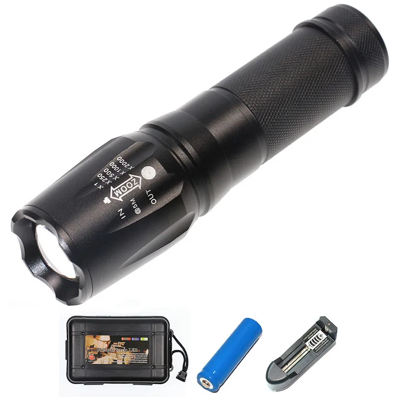 

Aluminum flashlight T6 light beads 5 stalls telescopic dimming high-power night riding camping