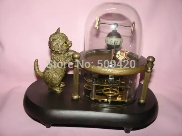 

Works Wonderful fish-pot glass machine clock with cute cat 7.5#