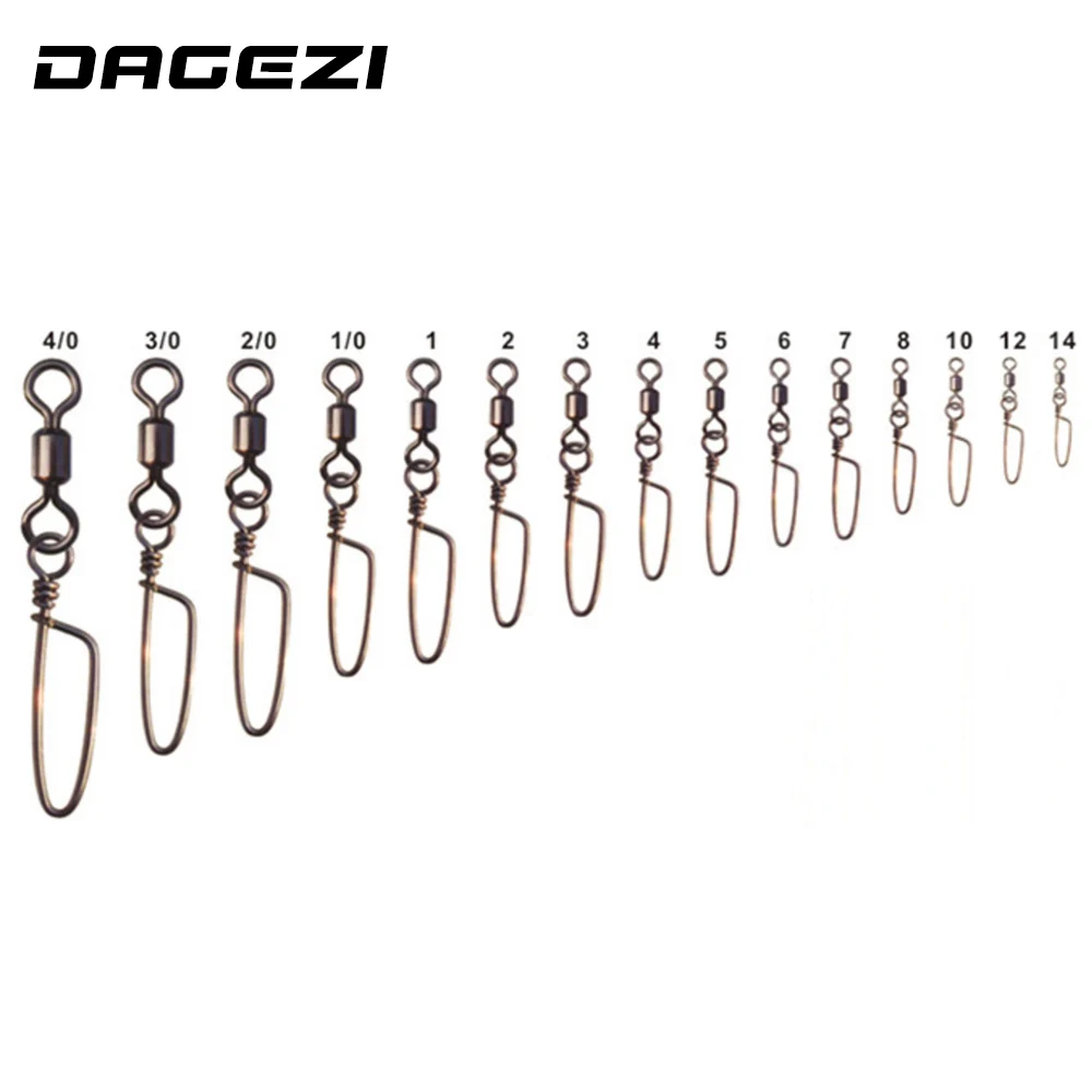 DAGEZI 100 قطعة/الوحدة الصيد موصل المتداول قطب الصيد مع الخاطف لطيف أسود يدور + منحني دبوس الصيد اكسسوارات