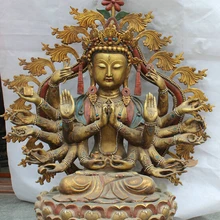 USPS в США S2570 3" Тибет Бронзовый Сиденья Авалокитешвара 18 Руки Маха Cundi Мать Статуя Будды
