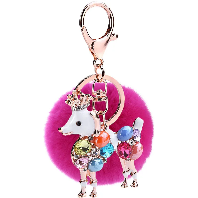 2016 new trinket Keychain pompons keychains Rabbit fur Keychain fluffy