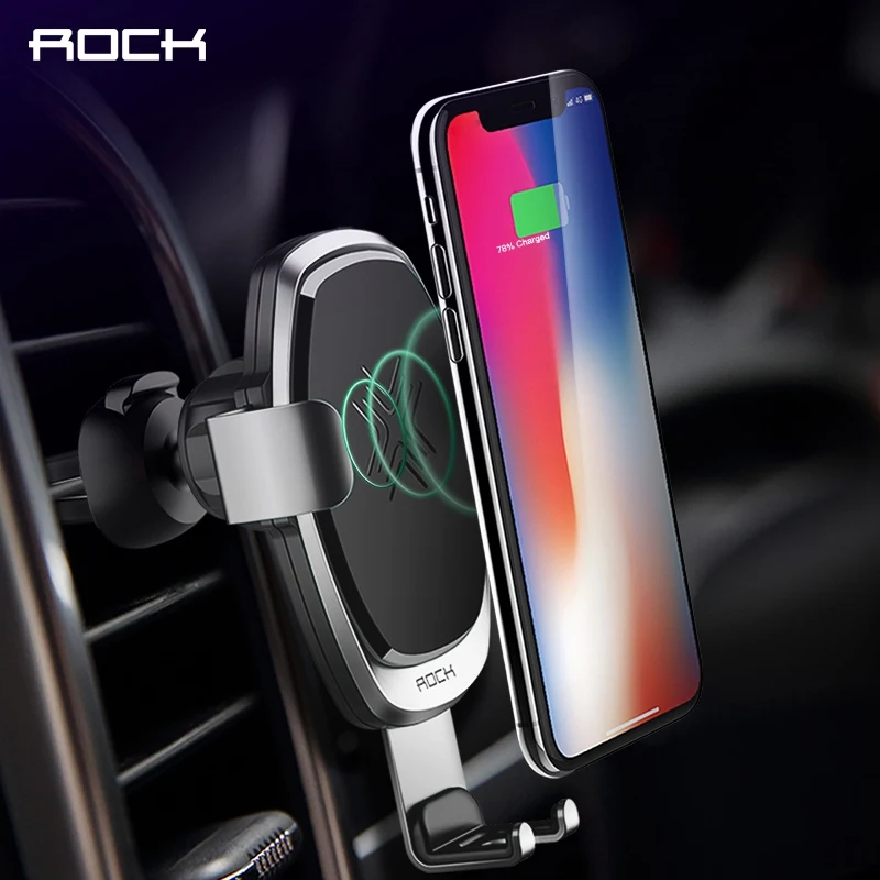 ROCK Metal Gravity автомобильный держатель Беспроводное зарядное устройство для iPhone 8 X 10