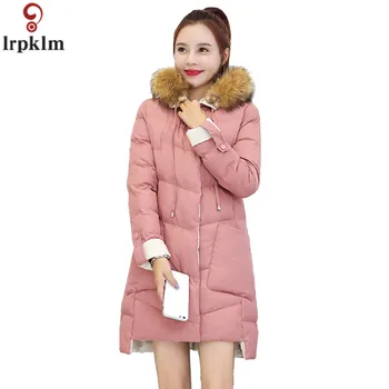 

Winter Woman Coats 2019 Fashion Hooded Cotton Coat Big Fur Collar Medium And Long Section Down Cotton Clothing M-2XL AS136