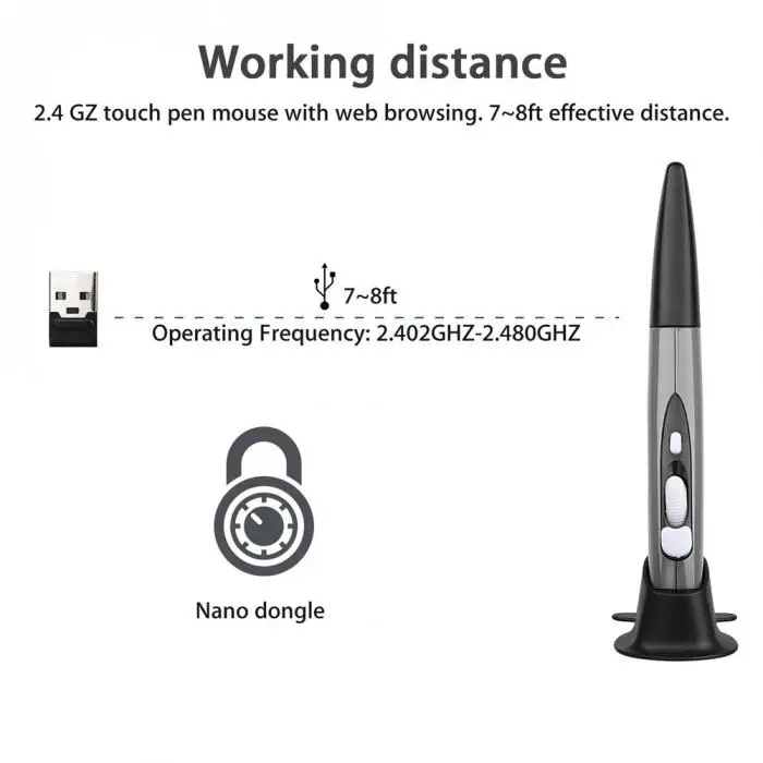 2,4 г беспроводная оптическая USB ручка для рисования, кнопка карандаша, эргономичная мышь, мини компьютерная мышь, список для вычислений