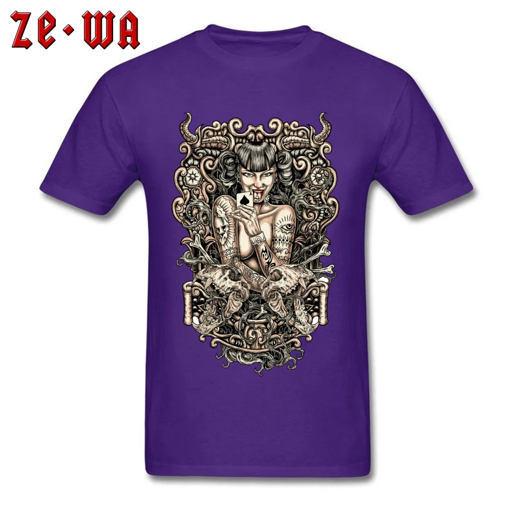 Funny Short Sleeve Tops Shirt Summer Fall O Neck 100% Cotton Youth T Shirts Tattooed Evil Girl Funny T-Shirt New Arrival Tattooed Evil Girl purple