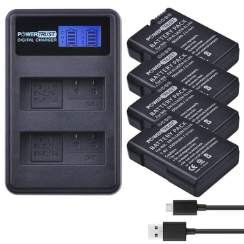

PowerTrust 4x EN-EL14 EN-EL14a EN EL14 Battery + LCD USB Dual Charger for Nikon D3400 D3300 D3100 D5600 D5100 D5200 D3200 P7000