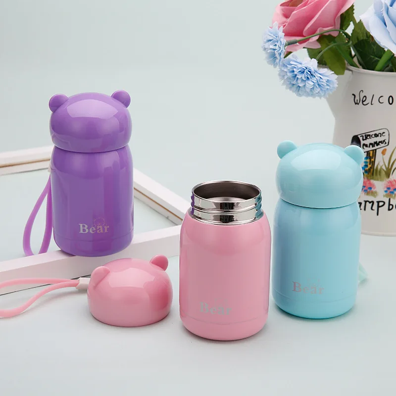 

320ml Bear Cute Cup Creative Bottle thermos Stainless Steel Vacuum flasks thermose Flask Gift thermo mug D