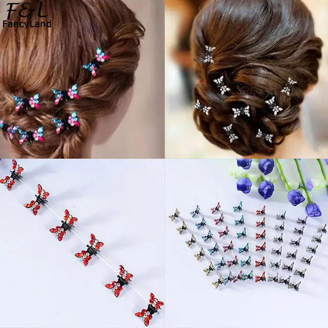 Aliexpress Buy Kids Hair Claws 12 Pcs Set Girls Sweet Rhinestone Crystal Butterfly Mini 