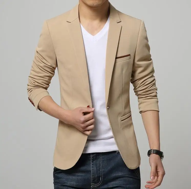 Para hombre de la moda coreana slim fit algodón blazer Suit Jacket negro  azul beige más el tamaño M a 5XL blazers para hombre para hombre de la capa  del vestido de