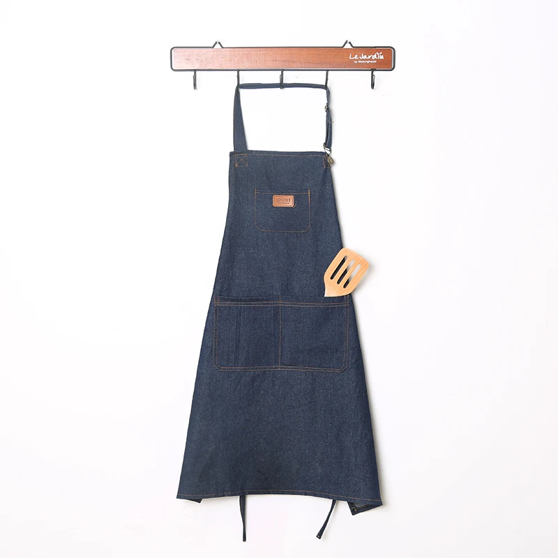 

Korean version of the cowboy aprons fashion work barista denim fabric waist women men kids workwear overall