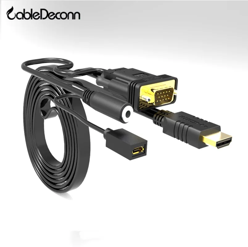 

HDMI Adapter to VGA Converter with Audio 1080P USB Power Male to Male HDMI VGA Adapter for Monitor Projector TV Box HDMI Cable