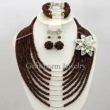 Новая Коричневая африканская бижутерия, индийский кристалл, бусы, ожерелье для невесты, набор модных украшений,, WB493