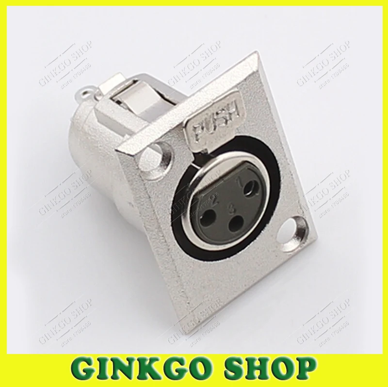 

10pcs/lot Female Audio XLR 3 Pin Microphone Cable Connectors J3F XLR 3P Socket Plug Panel Mount Connector Adapter
