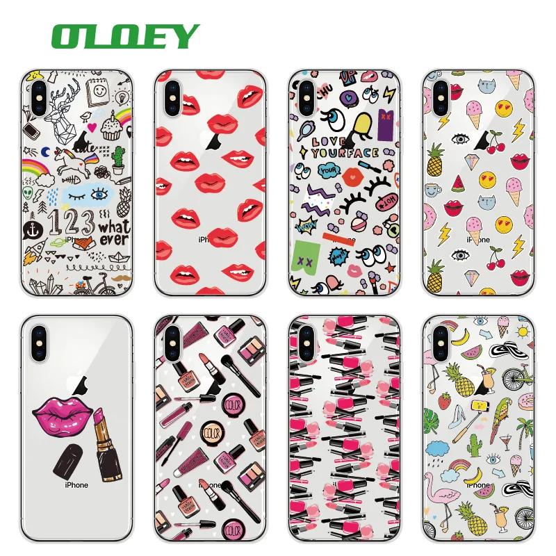 OLOEY Girly MakeUp Lips Big Eyes Pineapple Unicorn Rainbow