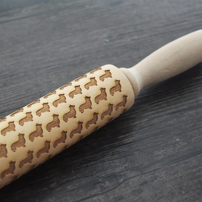 

Welsh corgi - Wooden Embossed Rolling Pin , engraved rolling pin for cookies , Housewarming gift , patterned rolling pins