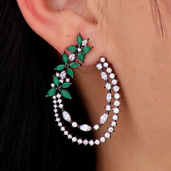 

GODKI Brand New Fashion Popular Luxury Crystal Zircon Stud Earrings Flower Earrings Fashion Jewelry for Women 4.4CM*3.1CM