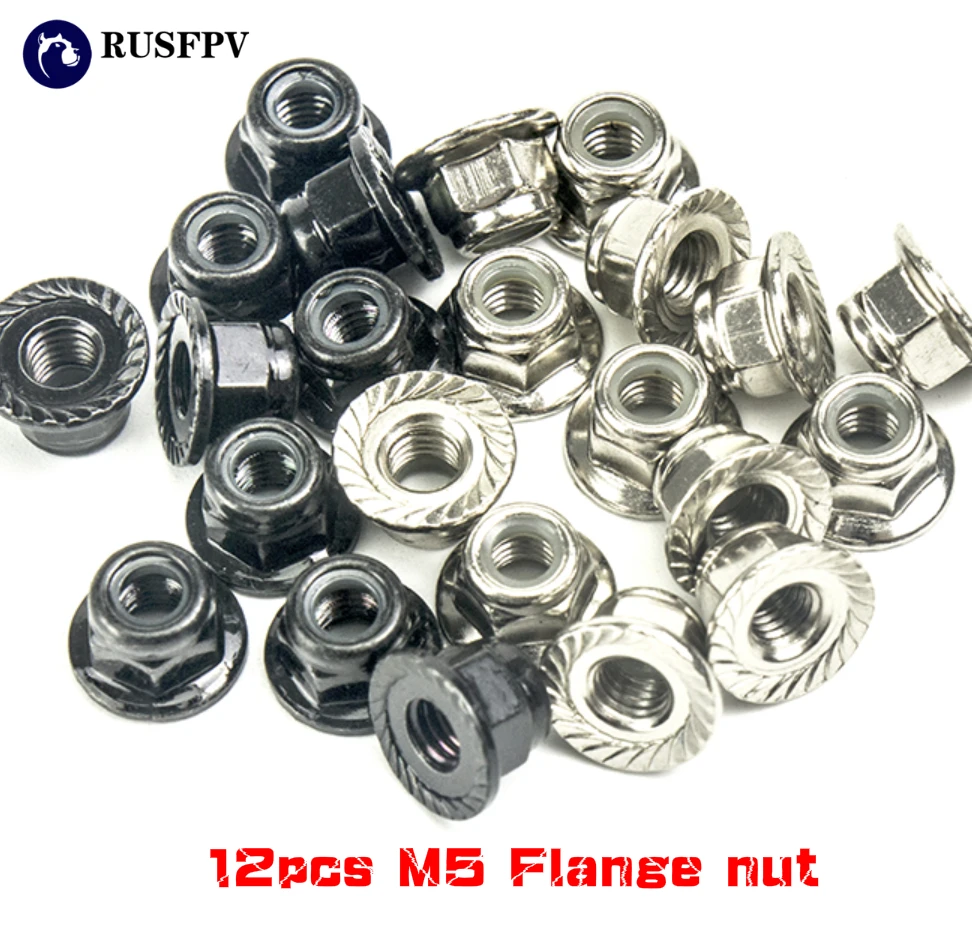 

12pcs M5 Aluminum Motor Screw Nuts Nylon Insert Self Lock Flange nut CW/CCW for RC FPV Racing Drone 2205 2206 2207 Motor