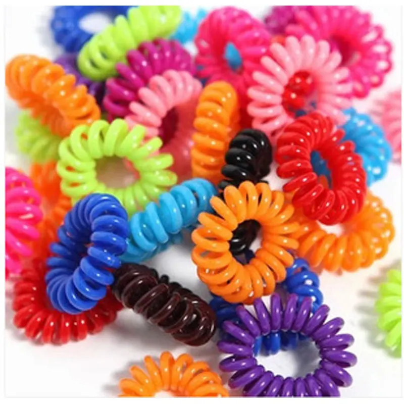 30pc Telephone Wire Line Cord Invisi Traceless Head Colorful Rope 30pc Telephone Wire Line Cord Invisi Traceless Head Colorful Rope Spiral Shape Hair Ties Ring Scrunchy Gum Accessories In From