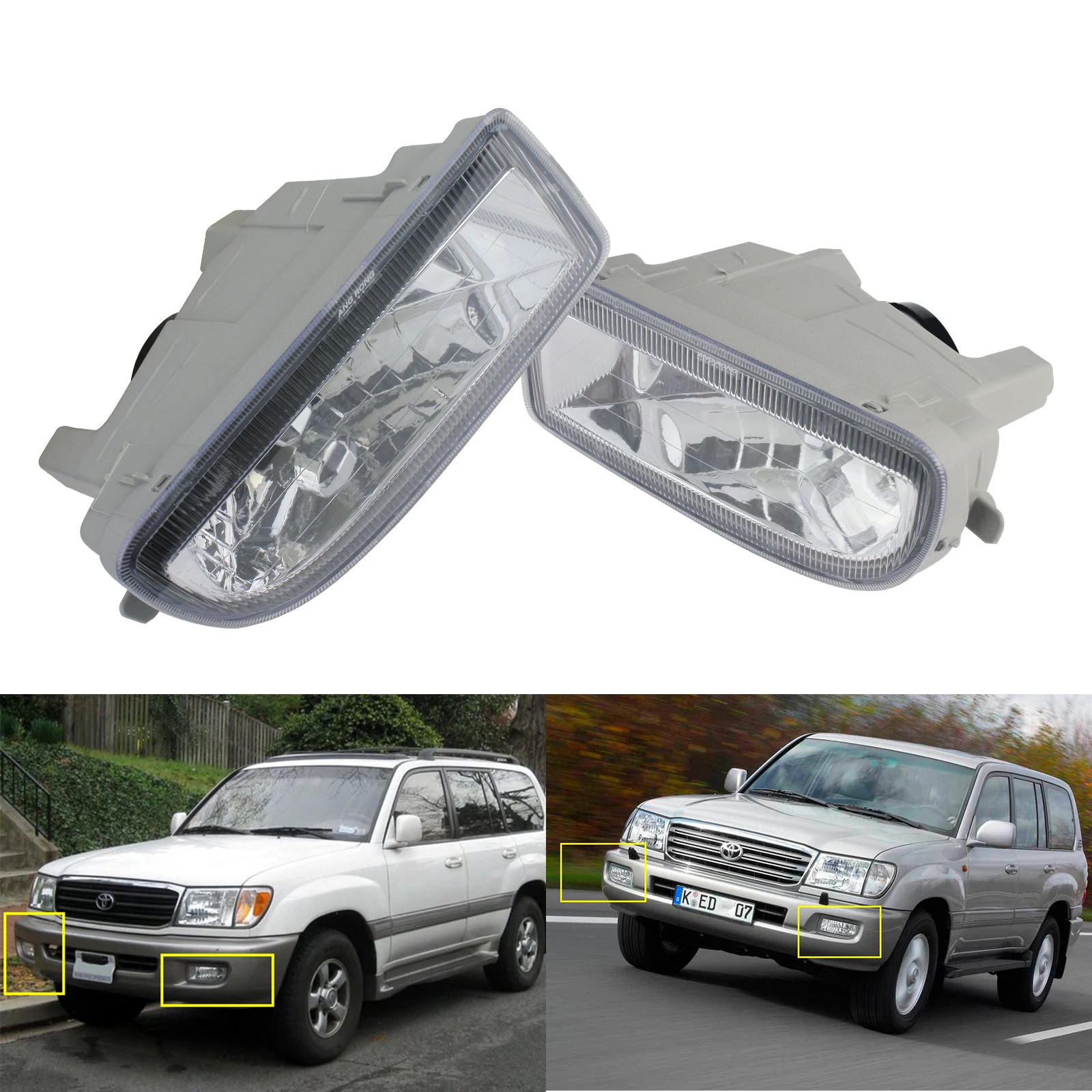 Передние противотуманные фары ANGRONG 2x лампы без лампочек для Toyota Land Cruiser Amazon FJ100 1998