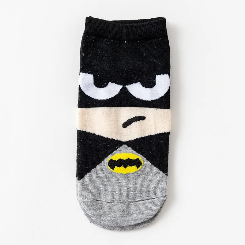 7 пара/лот Для мужчин безбортные носки Harajuku Новинка летние Короткие Носки с рисунком «Бэтмен Супермен Спайдермен Капитан Америка Мстители