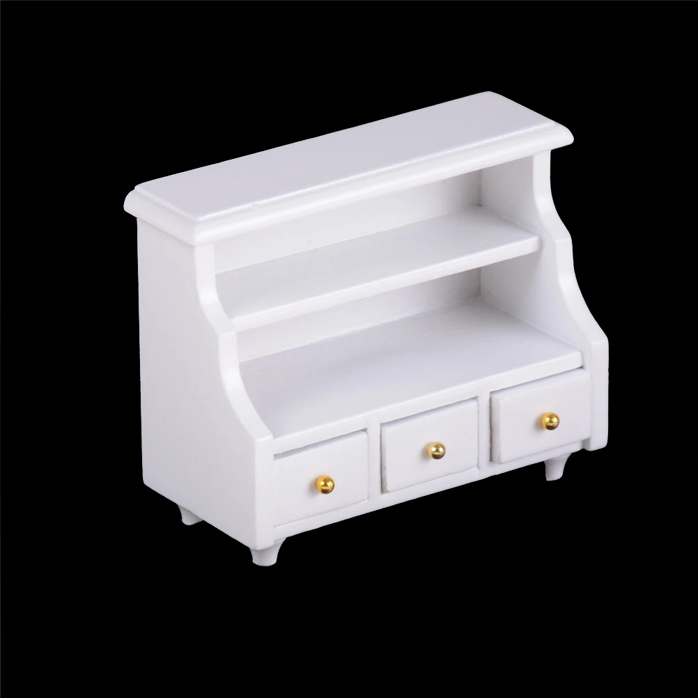 

1:12 Scale Dollhouse Miniatures Furniture Kitchen Bathroom White Cabinet Chest Cupboard Wooden Toys for Bjd Doll