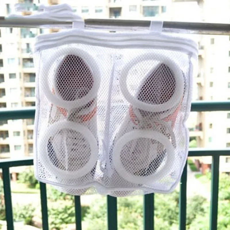حذاء من البوليستر التخزين المنظم الغسيل أكياس الأحذية حقيبة غسيل شنقا الجافة رياضة شبكة الغسيل أكياس